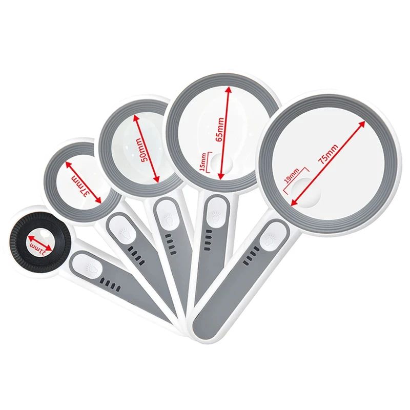 Rechargeable 12X Handheld Magnifier with LED Light - 3 Modes Reading & Inspection Loupe