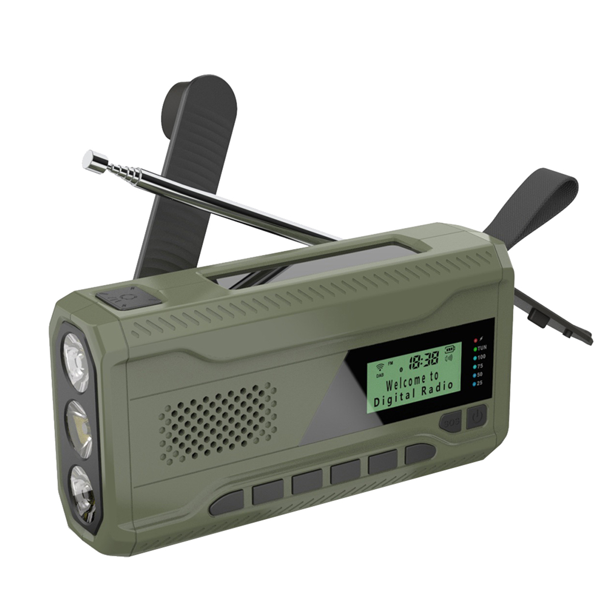 Bluetooth Emergency Radio with Solar & Hand Crank, Battery Portable Outdoor Survival Radio
