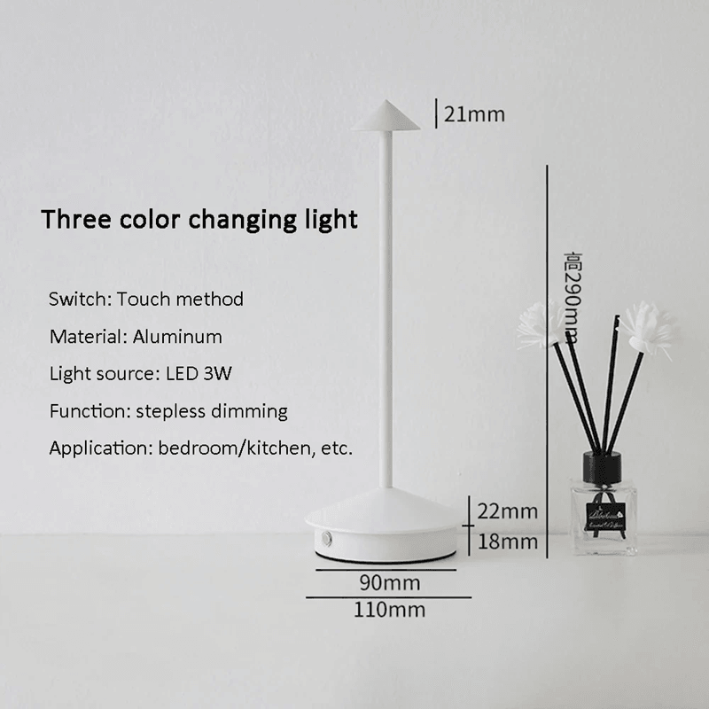 Rechargeable LED Table Lamp with Touch Sensor and Dimming Control