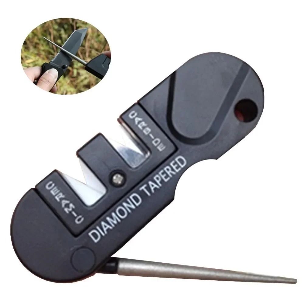 4-in-1 Portable Tungsten & Ceramic Carbide Sharpener – Pocket Diamond Tool for Camping & Hiking