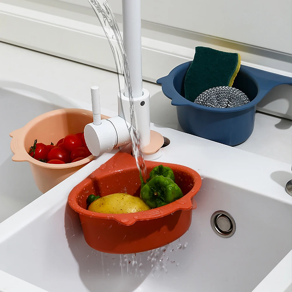 Cat Shape Faucet Filter Basket Multifunctional Kitchen Sink Organizer for Fruits, Vegetables & More