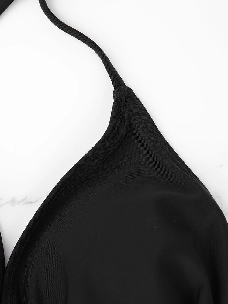 Solid Halter Bareback Bikini Top