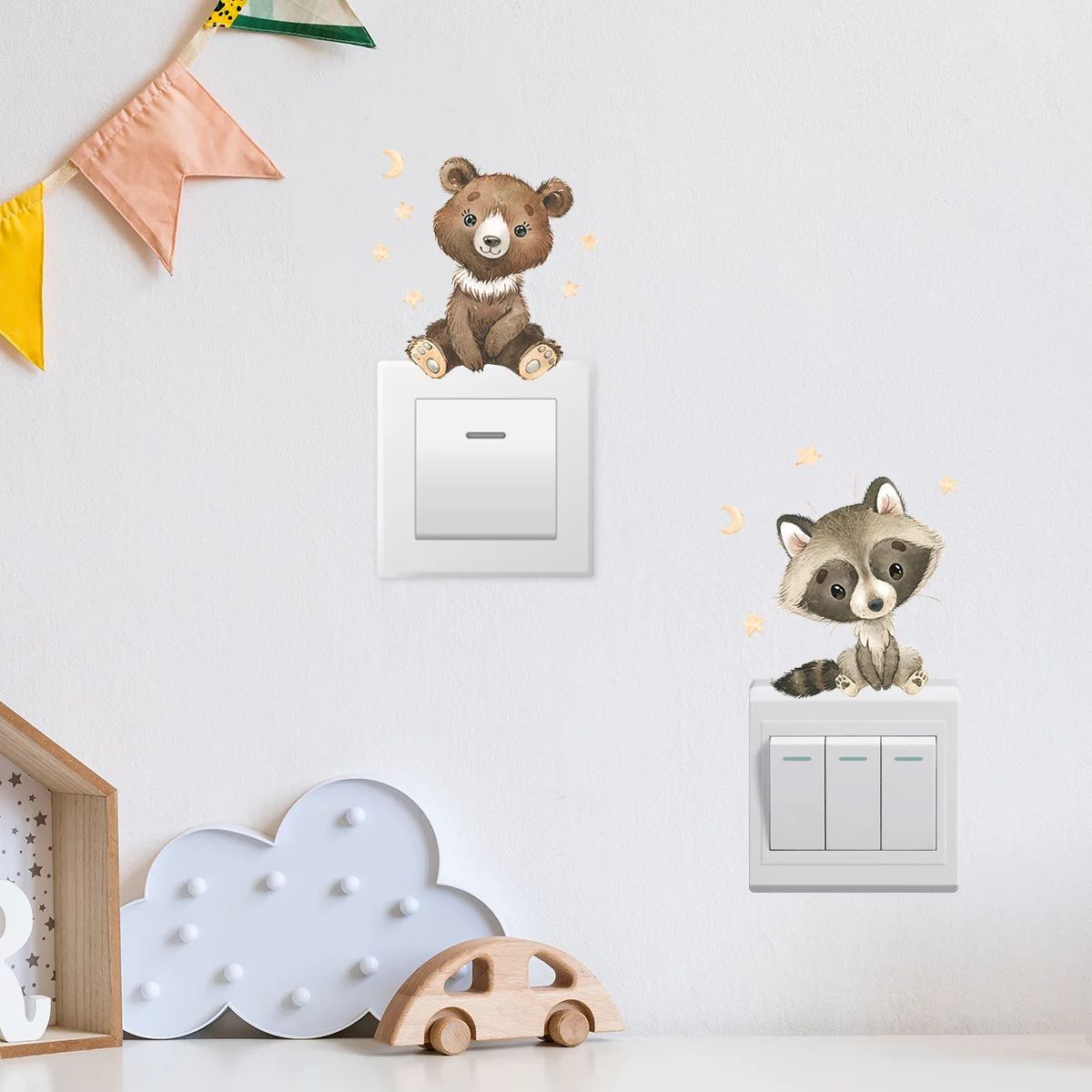 Cute Cartoon Animal Light Switch Wall Stickers Kids Room