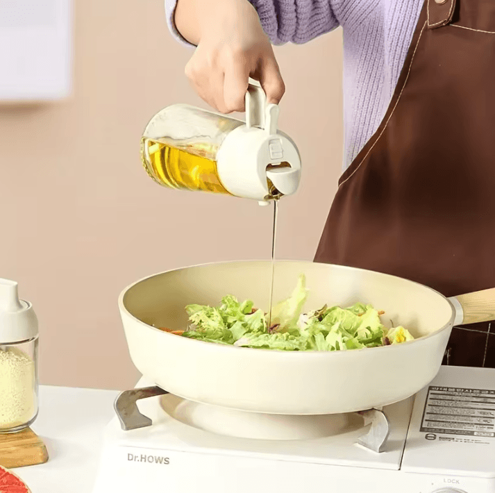 Dual Purpose Kitchen Oil Spray Bottle – Leakproof Oil Can for Cooking and Household Use