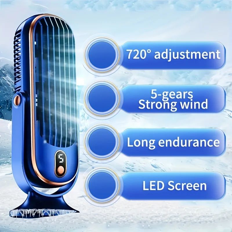 USB desktop tower fan with LED Display, 5-Speed quiet desk fan for Home Office Cooling