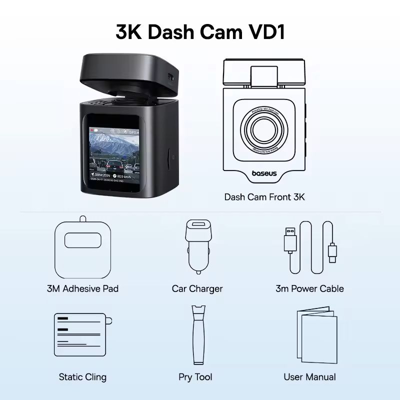 3K Front and Rear Dash Cam with GPS and Parking Mode