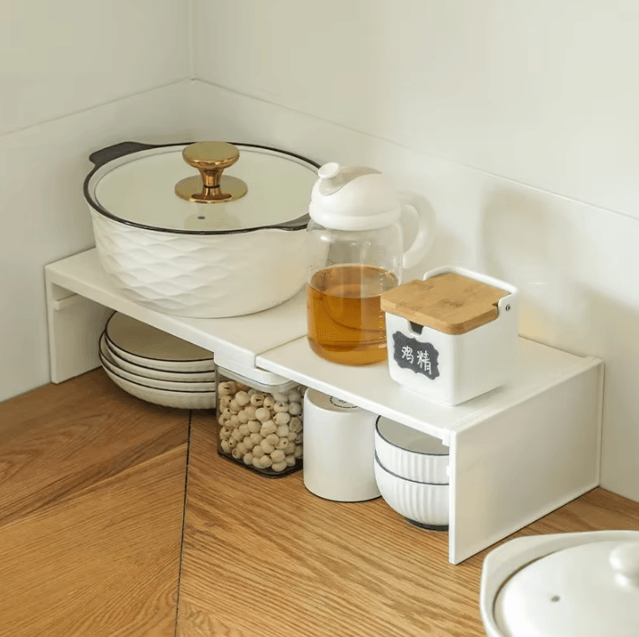 SlideMax Retractable Kitchen Shelf Organizer Pull Out Cabinet Shelf Fridge Organizer