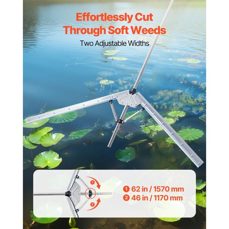 Lake Weed Cutter Aquatic Plant Cutting Tool Max Width for Efficient Pond & Lake Weed Removal