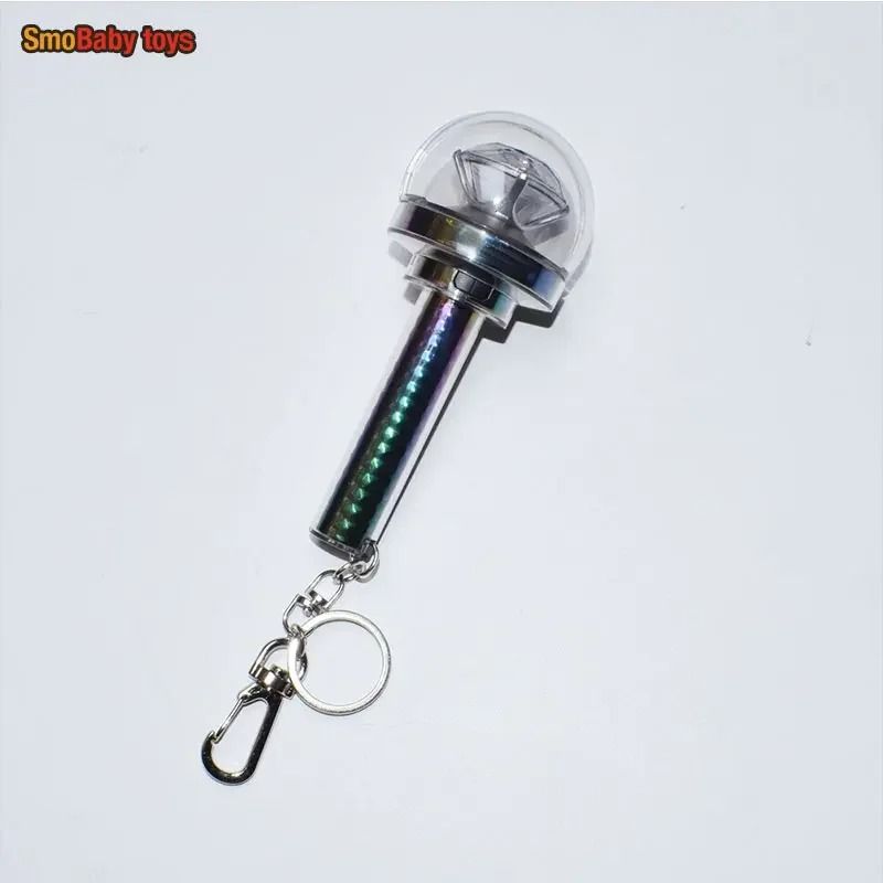 Kpop Mini Light Stick Keychain with Battery Powered Creative Light Up Keyring Gift