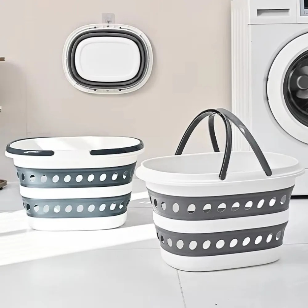 Foldable Laundry Basket with Handle, Bathroom Dirty Clothes Basket, Wall-Mounted Clothing Storage for Laundry Room