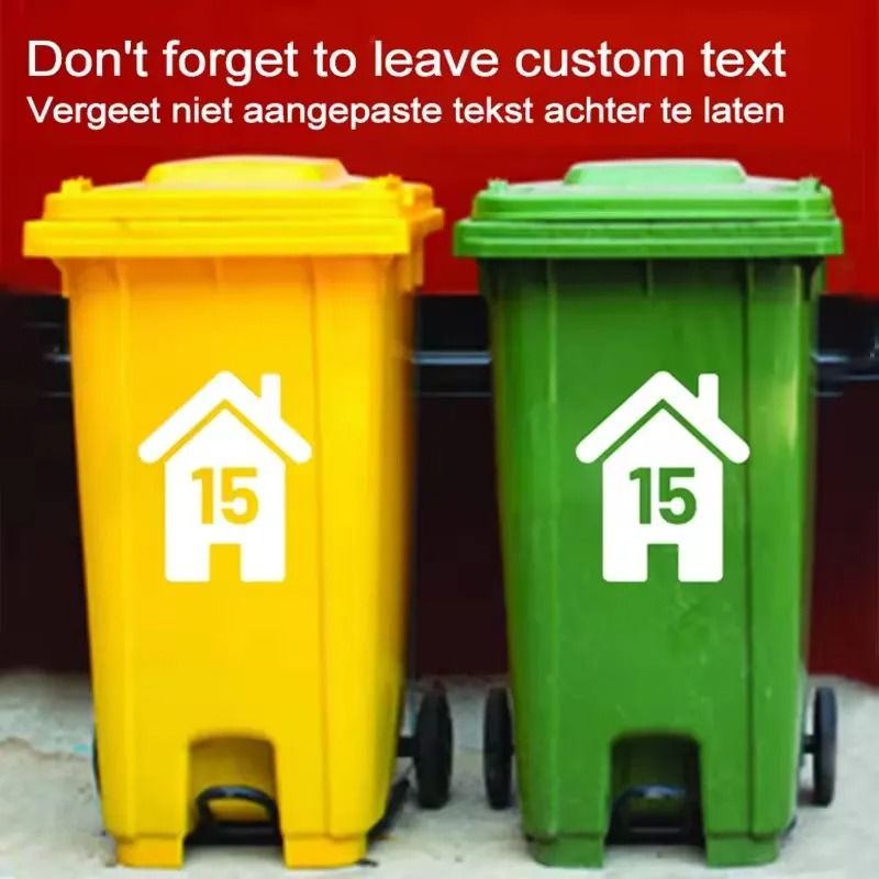 Custom Wheelie Bin Number Stickers Vinyl House Number Decal Set