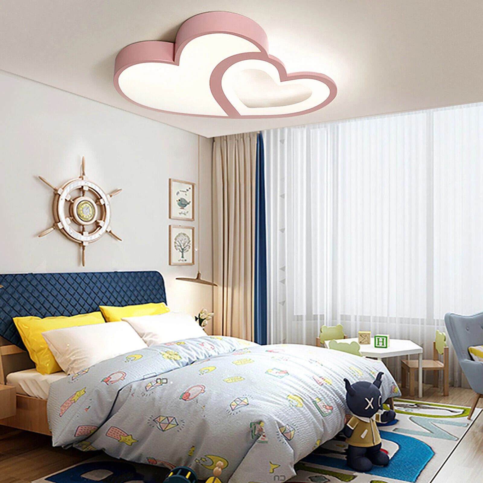 Flush Mount Pendant Lamp, Modern Heart Shape LED Ceiling Light Chandelier Fixture