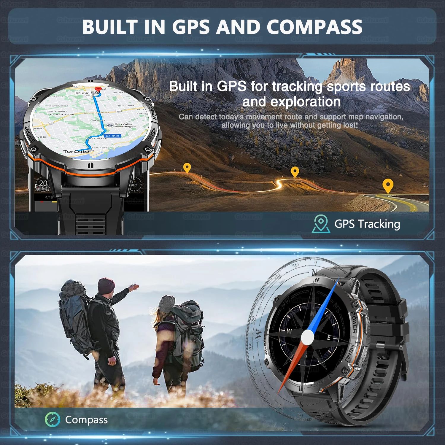 Rugged Military Grade Smartwatch with GPS, AMOLED Display & 10ATM Waterproof Power