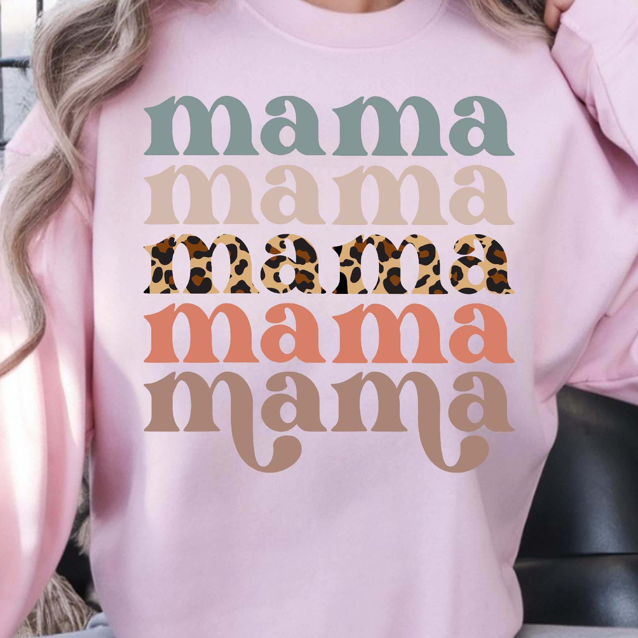 Retro Leopard Mama Shirt – Motherhood Graphic Tee, Cute Mama Top