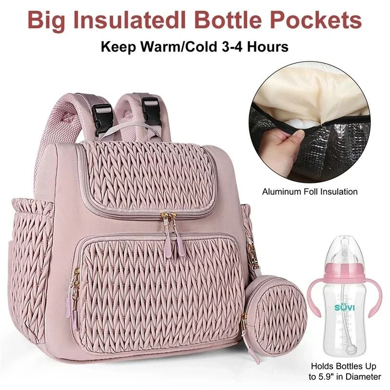 Large Capacity Organizer Mommy Bag for Baby Diapers Outdoor Stroller Hanging Bags