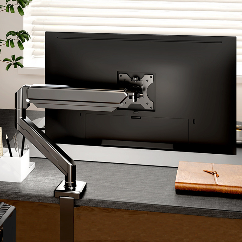 Adjustable Monitor Desk Mount for Screens, Tilt & Swivel Arm with C-Clamp Installation