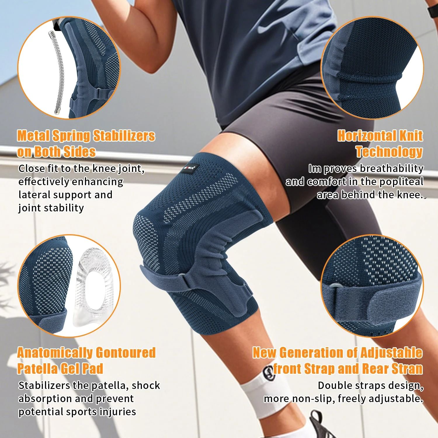 Aero-Kinetic Patella System – Premium NEENCA Compression Knee Sleeve with Side Stabilizers