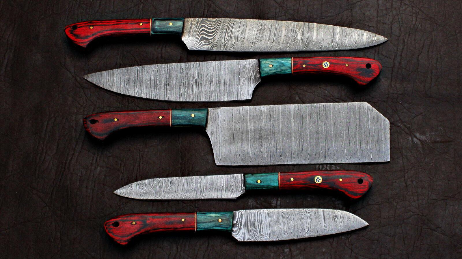 Professional Damascus Steel Chef Knives | BLACK BEER 5-Piece Handmade Kitchen Set