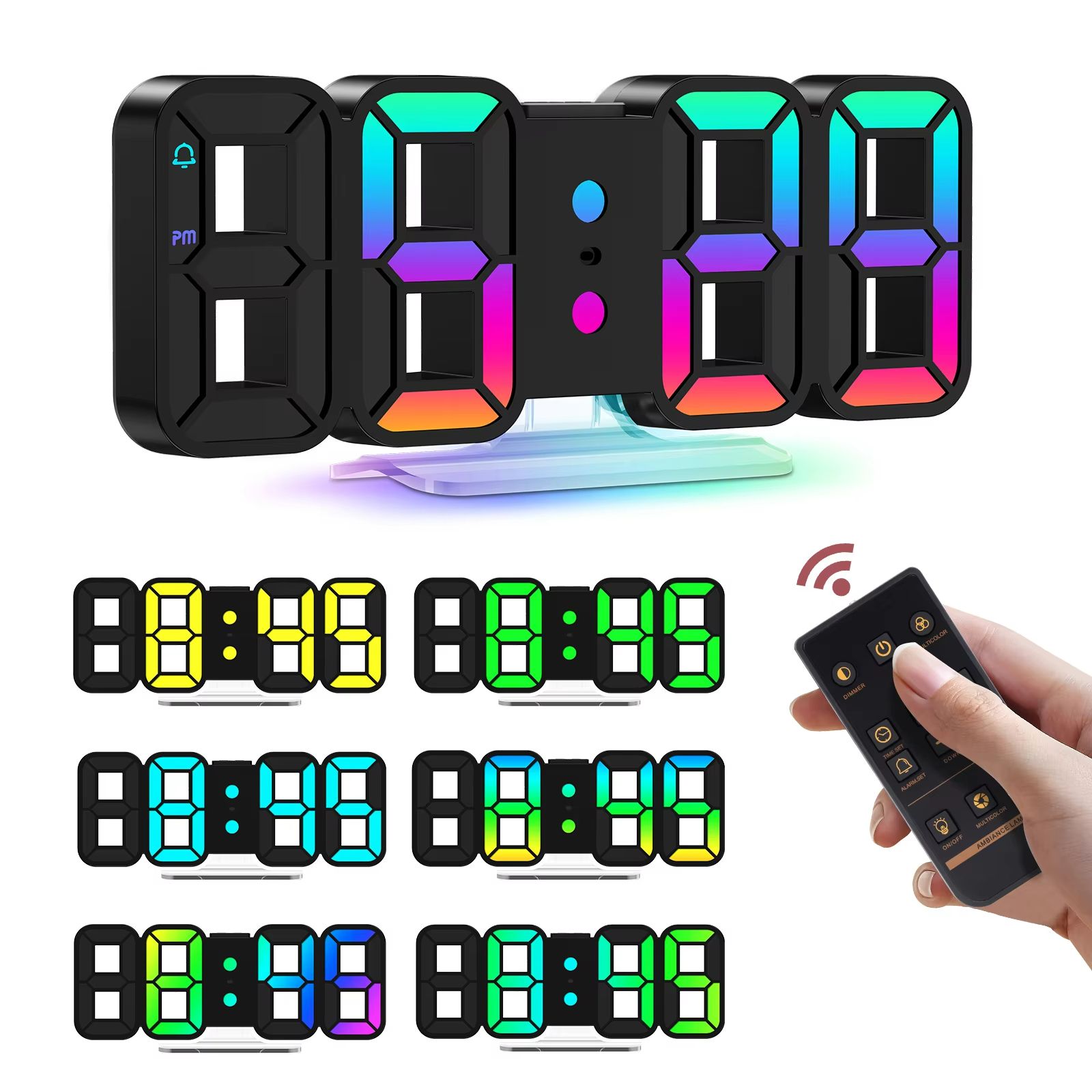 Smart ORIA 3D LED Alarm Clock 9.7 Inch with RGB Night Light and Remote Control