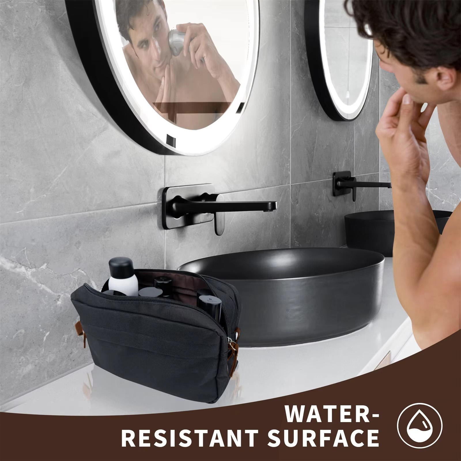 Waterproof Travel Bag with Handle for Toiletries, Perfect Shaving Bag for Business and Travel Essentials