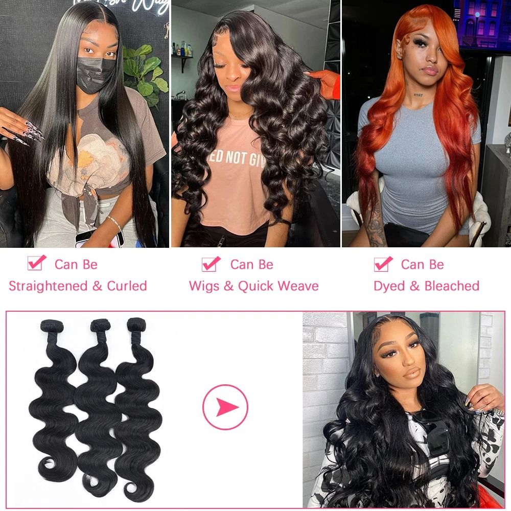 Brazilian Body Wave Remy Human Hair Bundles Double Weft Extensions 38 to 40 Inch