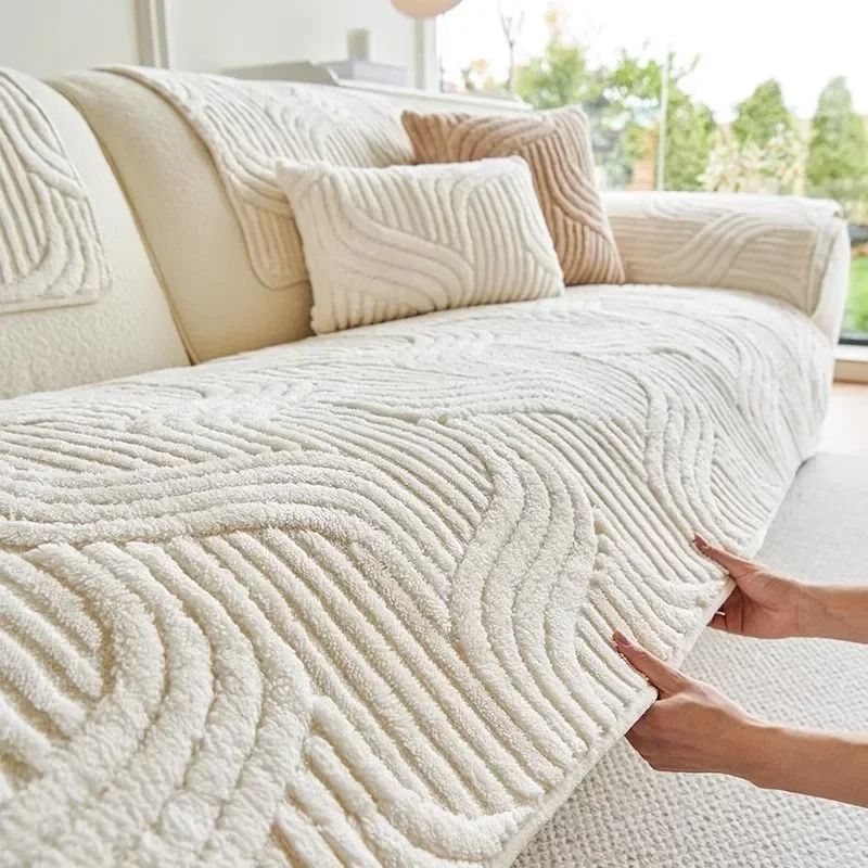 Plush Sofa Cover Non Slip Thick Couch Slipcover Mat