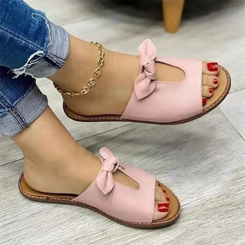 Women's Butterfly Knot Summer Sandals – Cute Casual Flat Beach Slippers