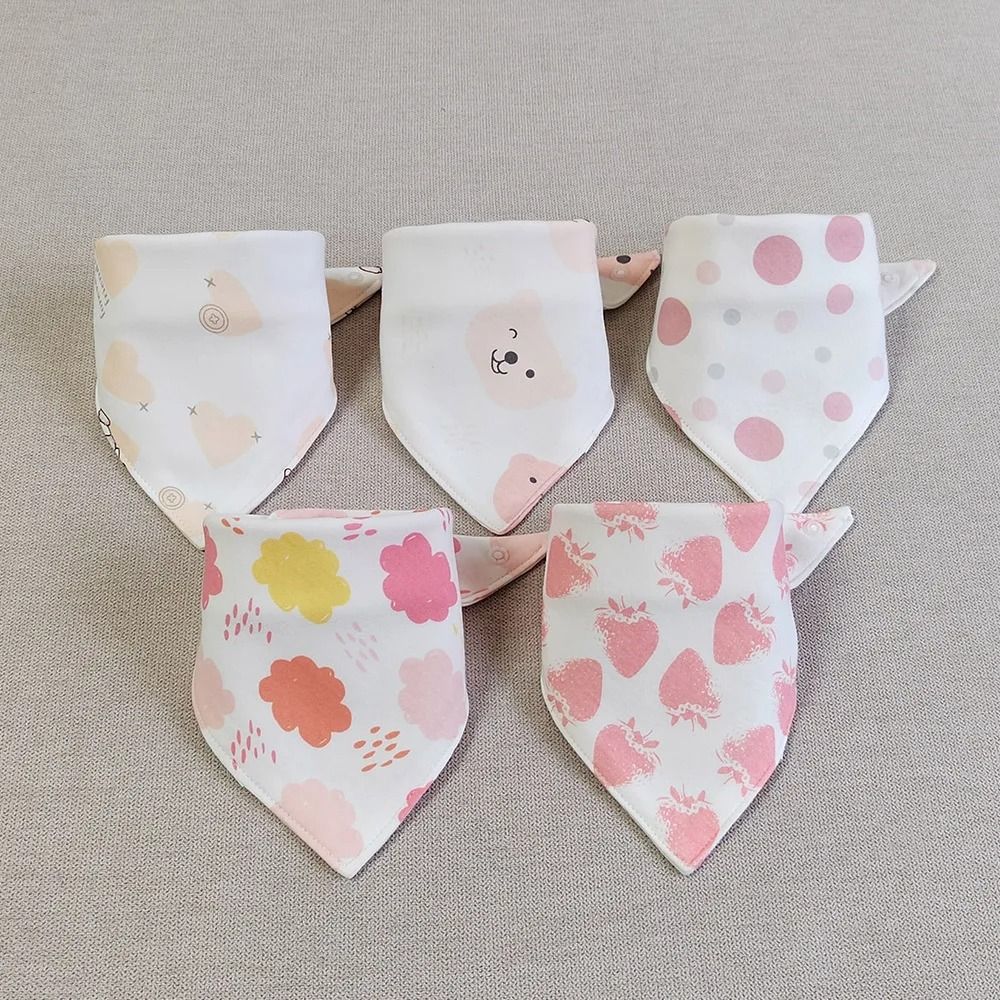 8PCS Baby Triangle Bibs & Burp Cloths Double Layer Cotton Saliva Towels