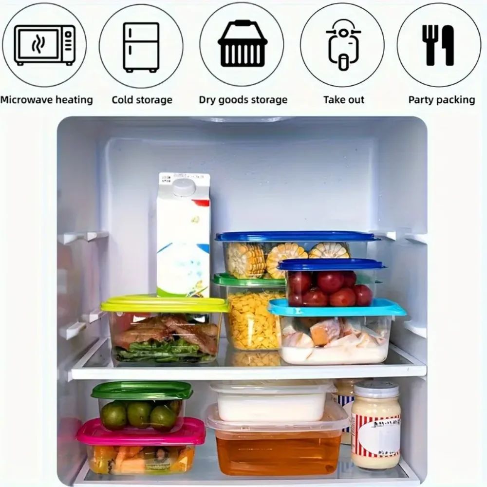 709ml Meal Prep Containers Set of 6 with Colorful Lids, Leak-Resistant Stackable Lunch Boxes