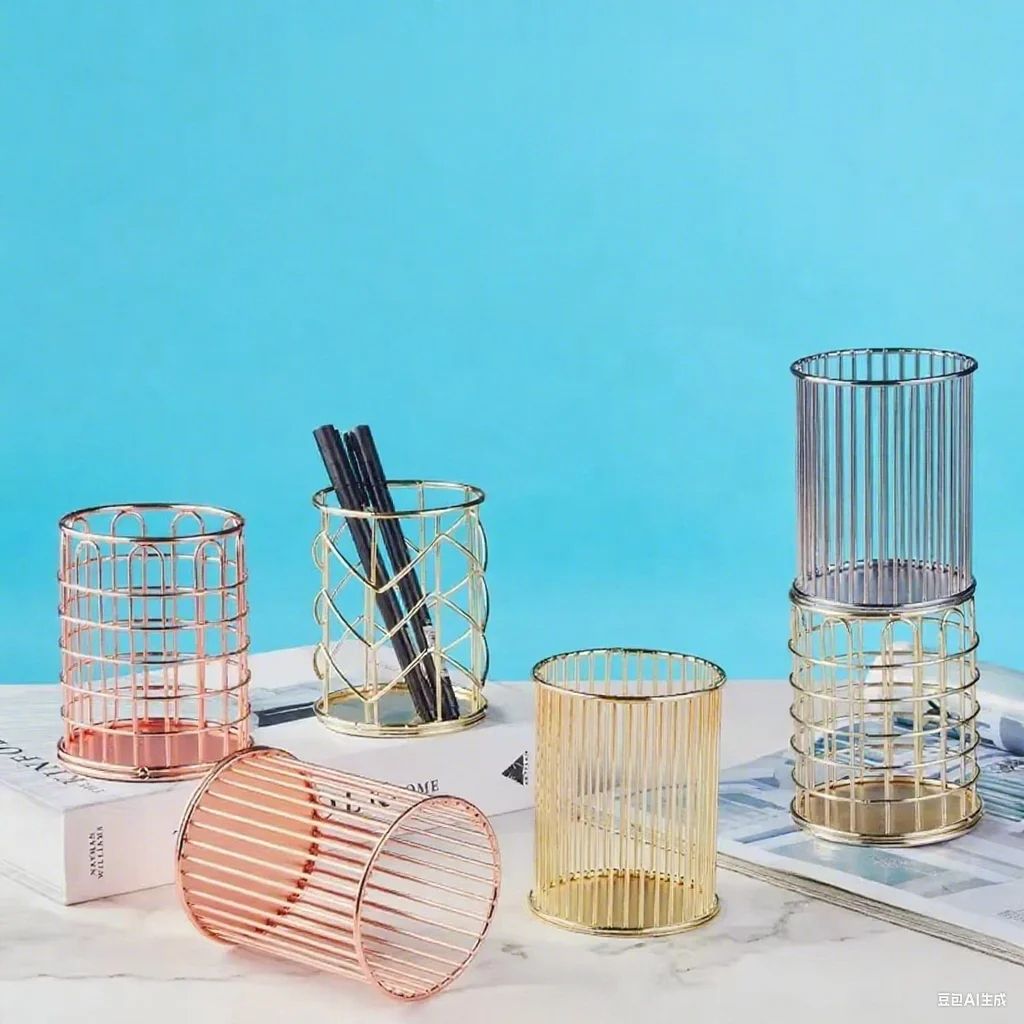Metal High-End Desktop Pen and Stationery Holder