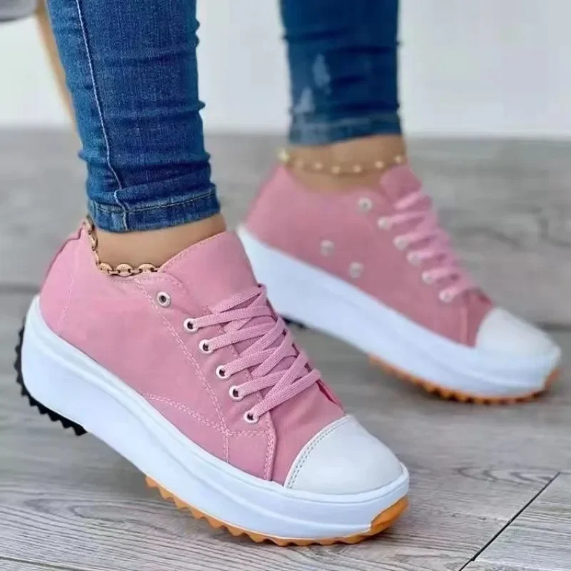 Round Head Canvas Solid Color Low Top Women's Shoes, Women's New Casual Single Shoes