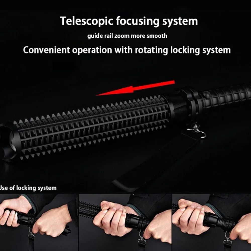 Baseball Bat Style LED Flashlight with Zoom and Self Defense Design