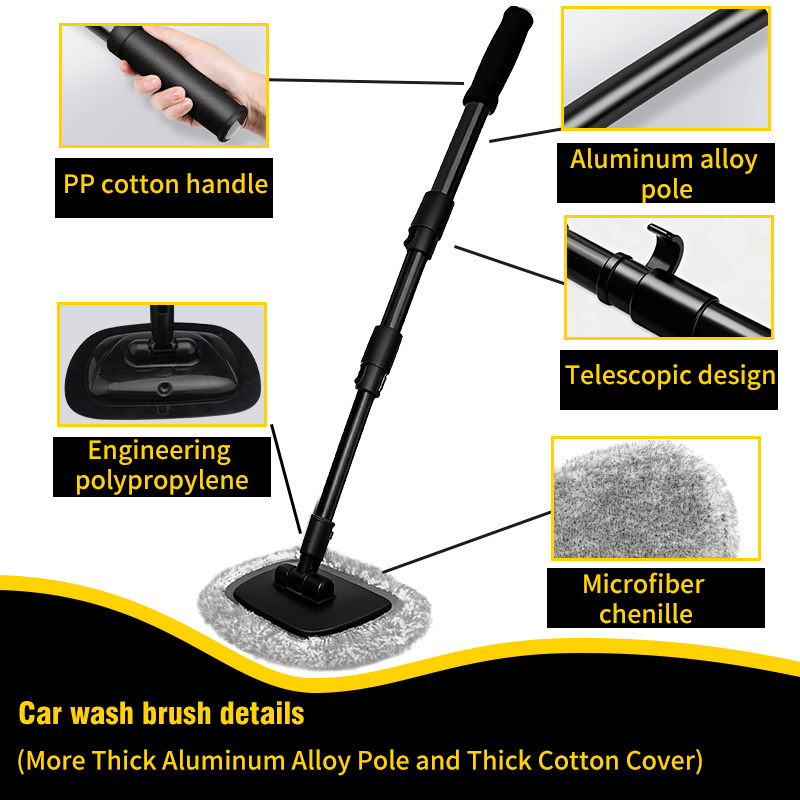 Telescoping Long Handle Car Wash Mop, New Retractable Bent Bar Car Wash Brush, Essential Car Cleaning Tools