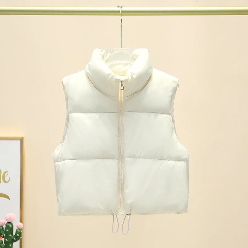 Womens Quilted Cropped Puffer Vest Warm Sleeveless Down Jacket