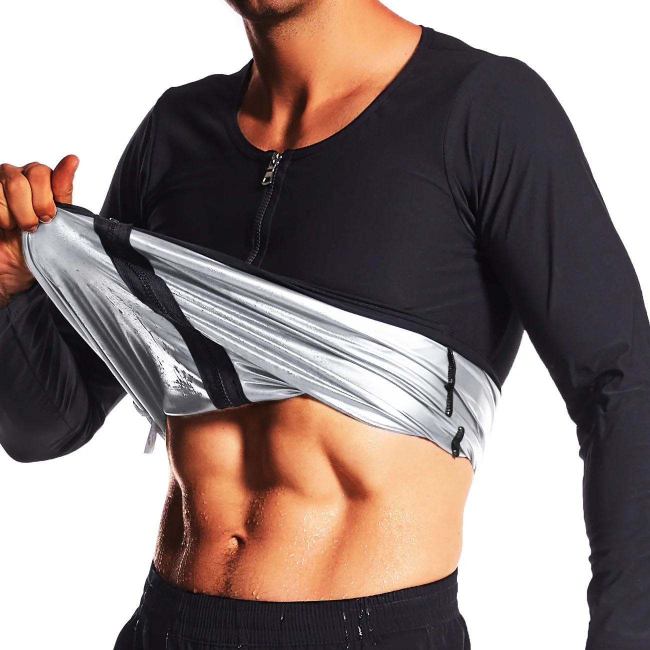 Gym Exercise Versatile Shaper Waist Trainer, Men's Sauna Suit Shirt, Heat Trapping Sweat Compression Shirt, Shapewear