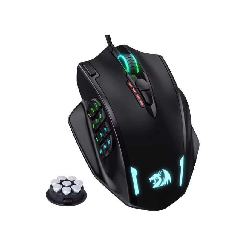 Redragon M908 Impact RGB Wired MMO Gaming Mouse, 18 Programmable Buttons, 12400 DPI