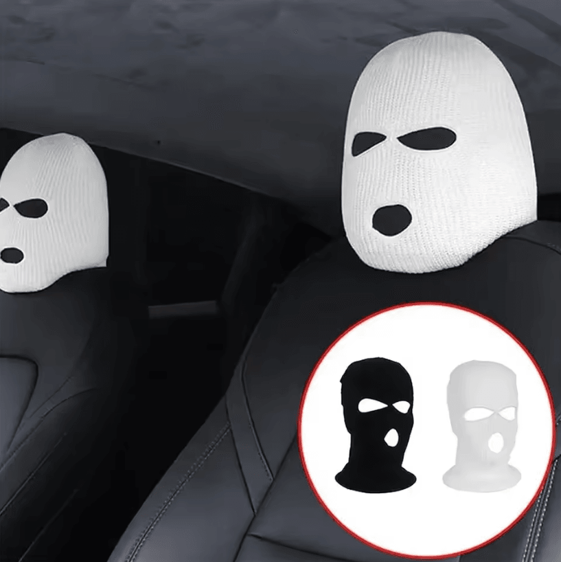 3 Hole Car Seat Headrest Cover – Funny Headrest Ski Mask with Anti-Dust Car Accessory Full Face Protection