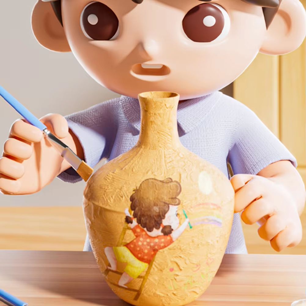 DIY Kids Pottery Wheel Kit with Clay and Paints Educational Craft Toy