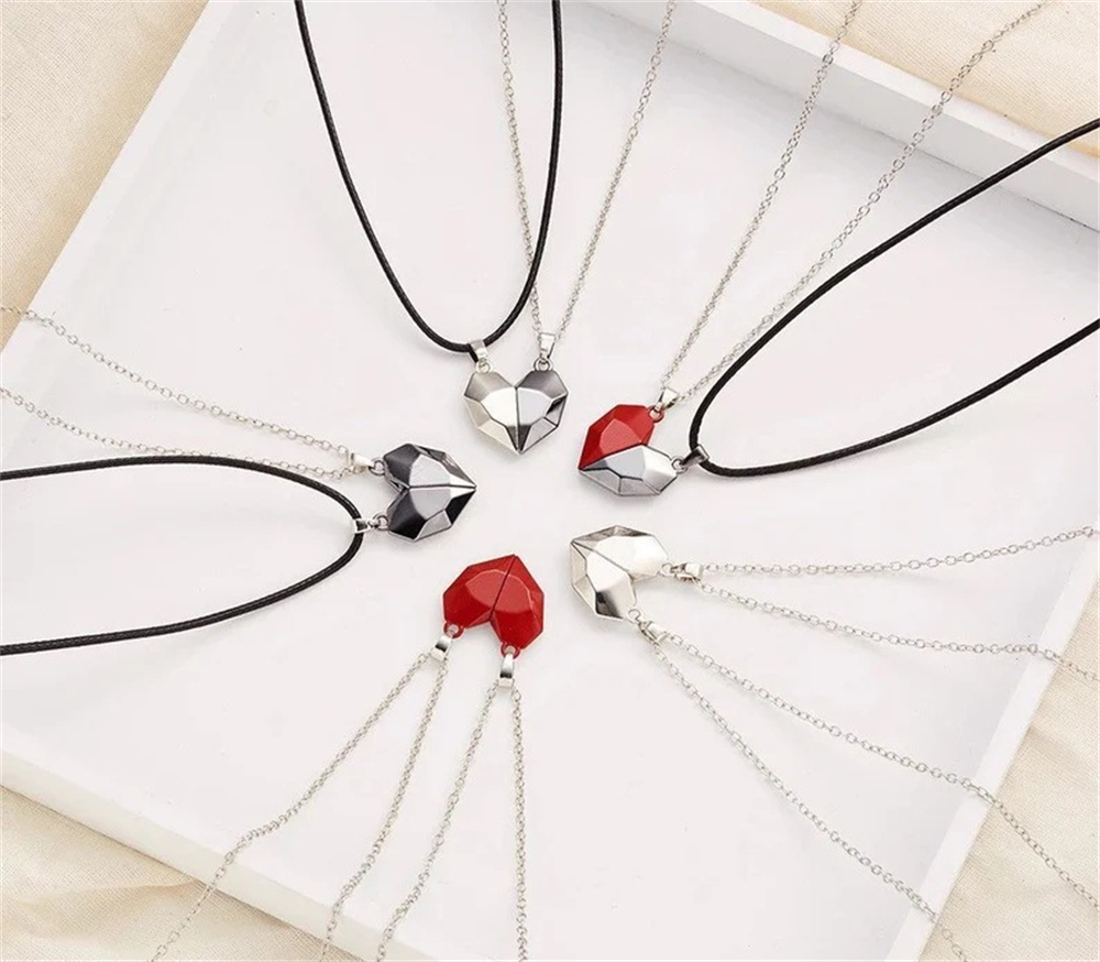 Magnetic Heart Necklace Couple Jewelry, Womens Valentines Day Sweater Chain, Lover Best Friend Wedding Gift