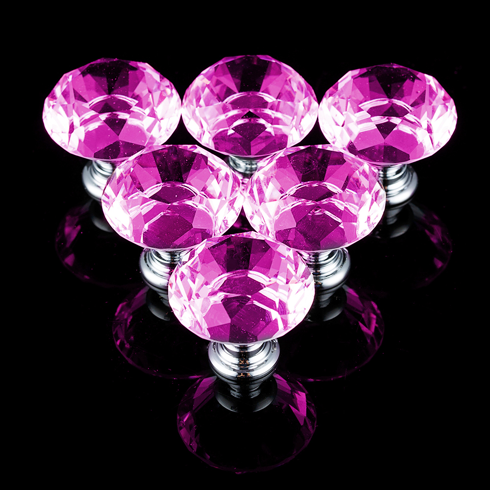 Pink Crystal Diamond Cabinet Knobs Elegant Acrylic Drawer Pulls for Chic Furniture Upgrade