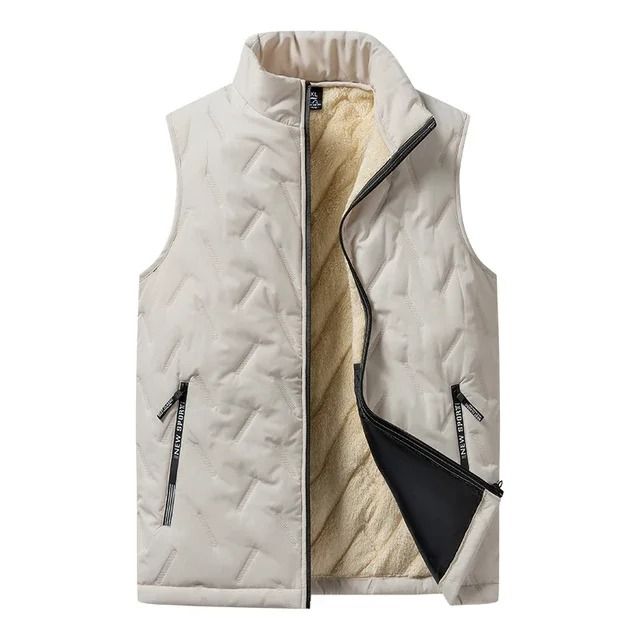Mens Padded Cotton Vest with Stand Collar