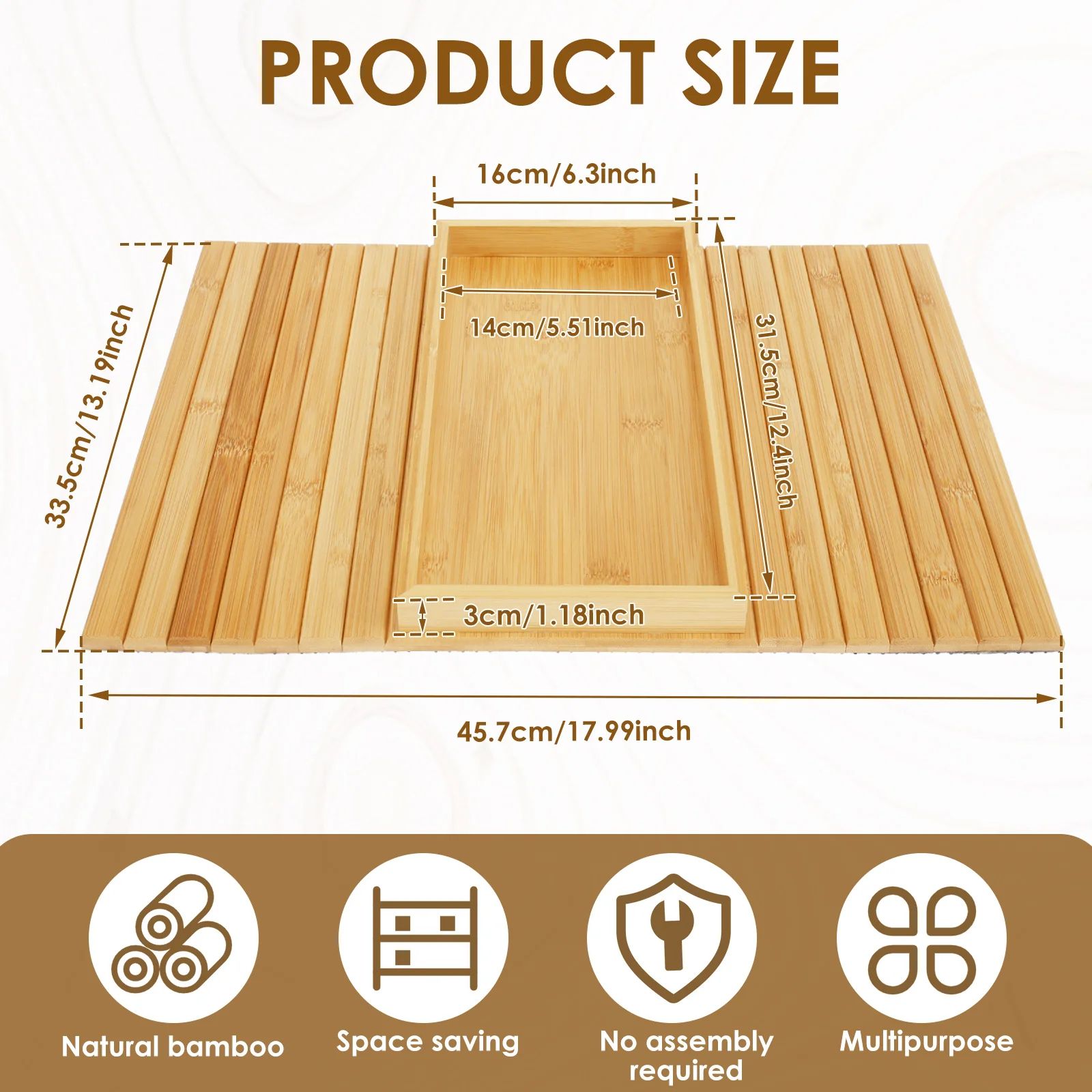 Bamboo Sofa Armrest Cup Holder Tray