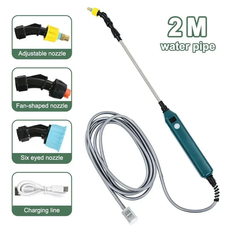 High-Pressure Electric Garden Sprayer (2400mAh) with 3 Nozzles & Telescopic Wand