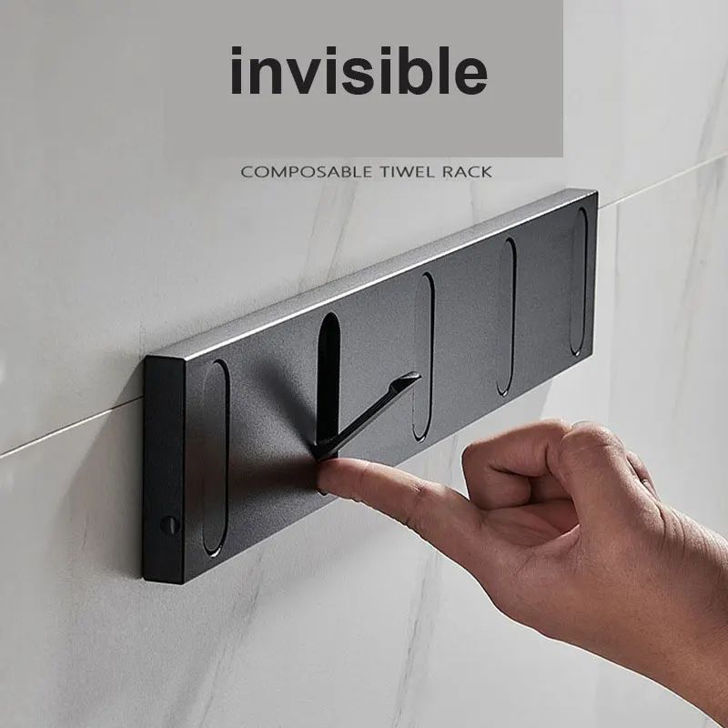 FlexHide Invisible Folding Wall Hooks – Space Aluminum Self-Closing Coat & Towel Hanger