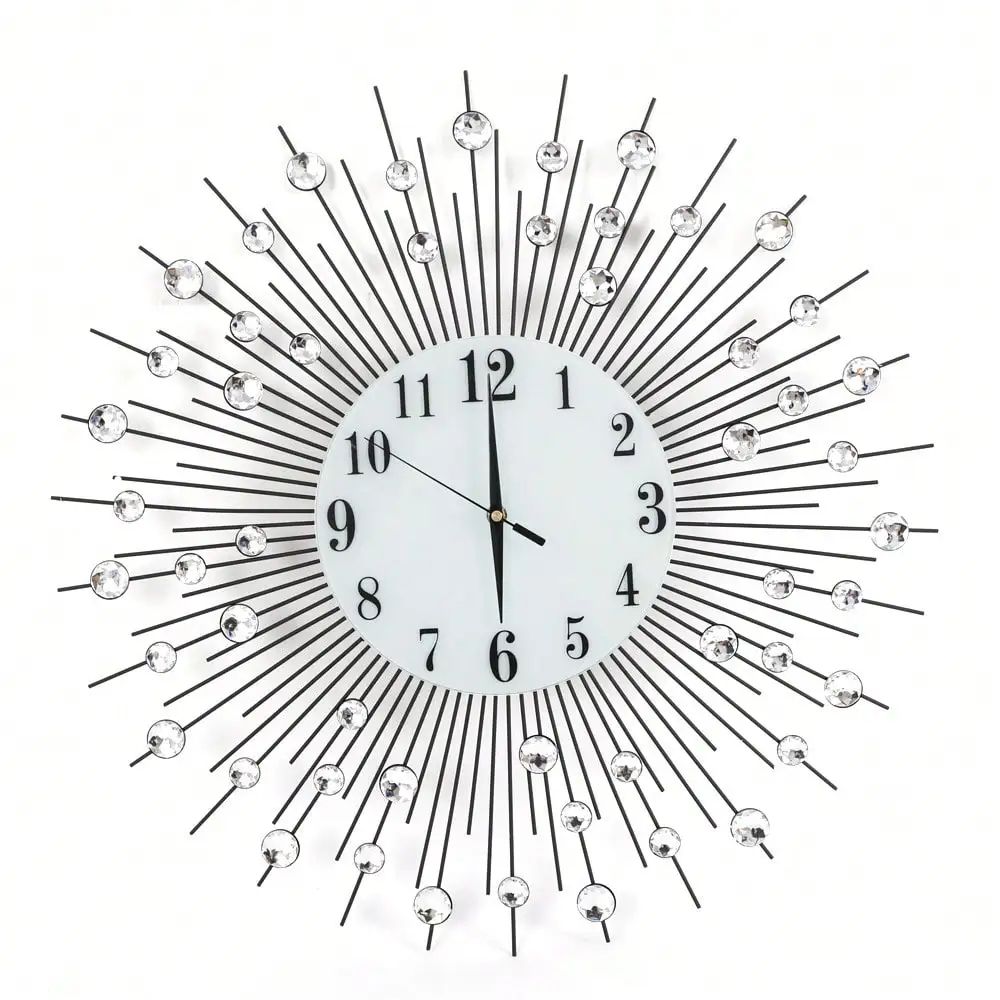 Sun Design Crushed Diamond Crystal Wall Clock 60 cm