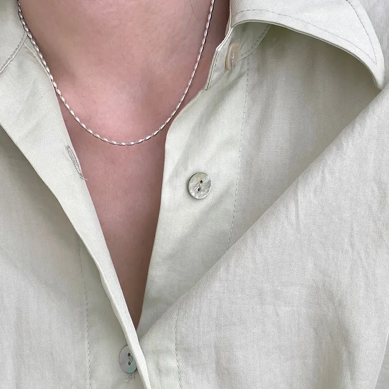 925 Sterling Silver Choker Necklace: Elegant Geometric Beads, Shiny & Delicate Collarbone Chain for Women's Fashion Jewe