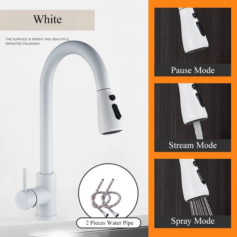 Pull Out kitchen faucet Silver Single Handle Swivel Sprayer Sink Water Mixer Tap