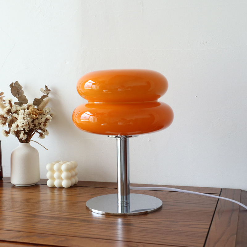 Trichromatic Dimming Macaron Glass Table Lamp Eye Protection Night Light Living Room and Bedroom Decor
