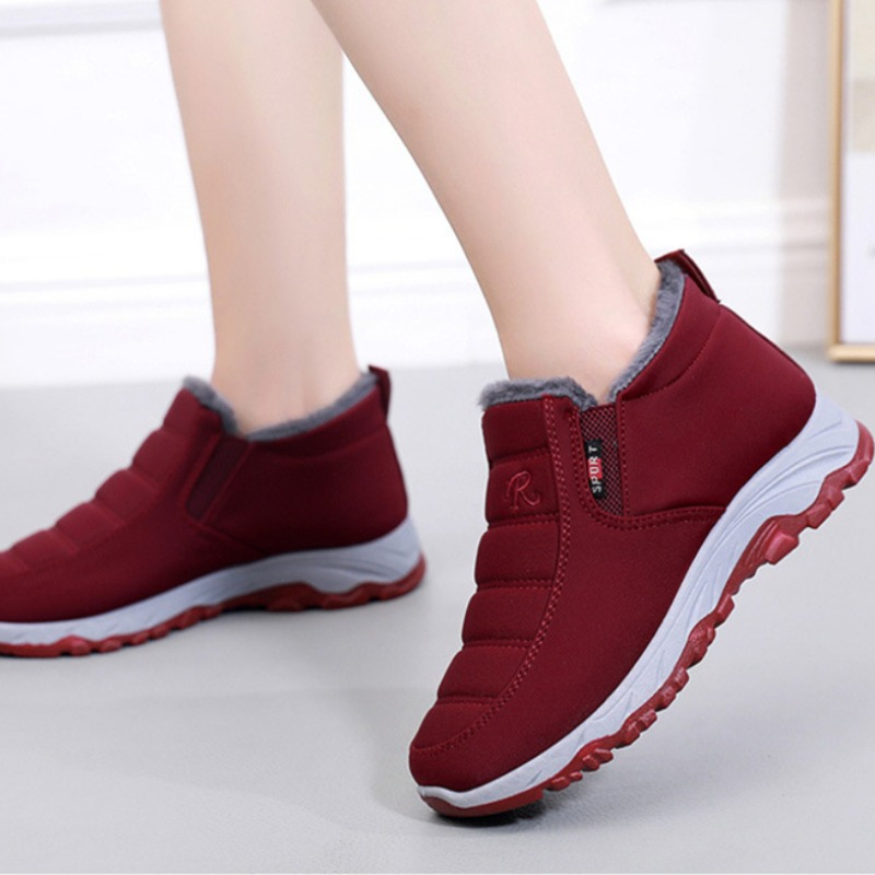 Waterproof Womens Boots, Slip On Winter Snow Shoes with Plush Lining, Casual Ankle Botas for Women