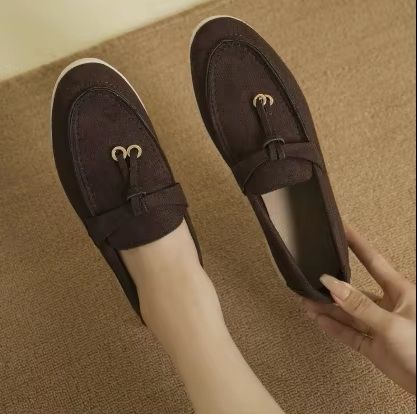 Lefu Womens Soft Leather Retro Lazy Step On Flats